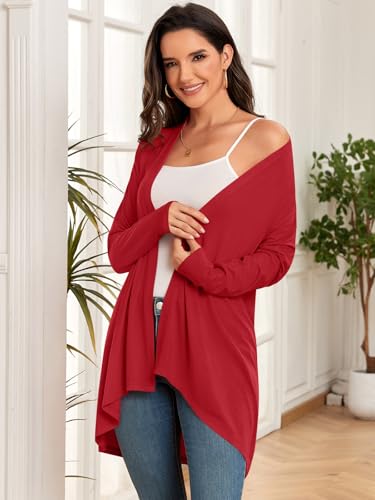 Image of Anymiss Womens Long Cardigans Spring Lightweight Jackets S-2XL Knit Kimono