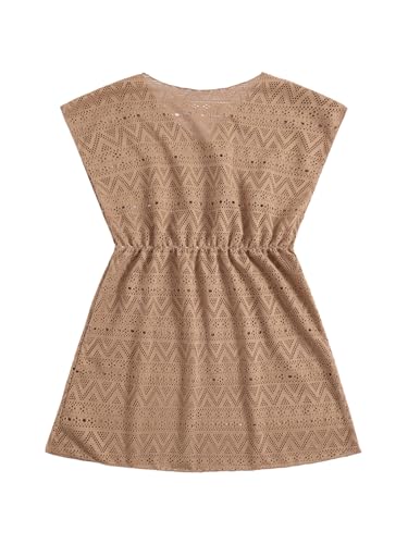 Image of SHENHE Girl's Swim Cover Up V Neck Sleeveless Hollow Out Beach Dress Coverup Beachwear