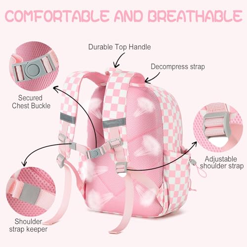 Image of LOIDOU Backpack for Girls 4-6, 15 inch Cute Kids Backpack for Toddler Preschool Gifts (pink)
