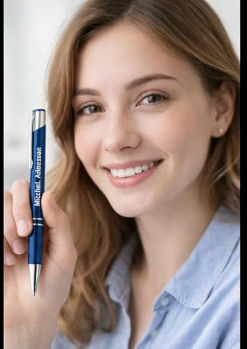 Image of Personalized Metal Ballpoint Pen with Custom Engraving | Premium Blue Ink Executive Writing Pen for Office, School & Corporate Gifting | Model: StylePan2 (Blue)