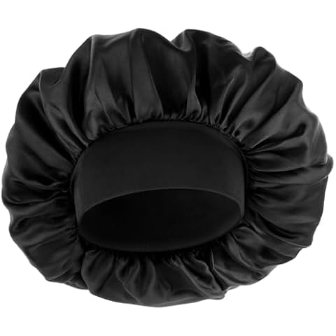 WLLHYF Silk Bonnet for Men, Satin Bonnet Double Layer Elastic Band Silk Sleep Cap Black Soft Adjustable Hair Cap Hair Wrap Large Bonnets for Women Sleeping Cover