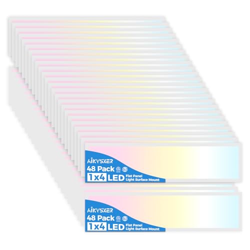 Image of AIKVSXER 48 Pack 1x4 LED Flat Panel Light Surface Mount White, 5500LM 50W