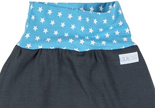 Lilakind Slaapzak, trappelzak, inbakerzak, herfst/winter, olifant, grijs, lichtblauw, sterren, maat S - Made in Germany, Grijs lichtblauw, 38 cm lang - Afbeelding 3