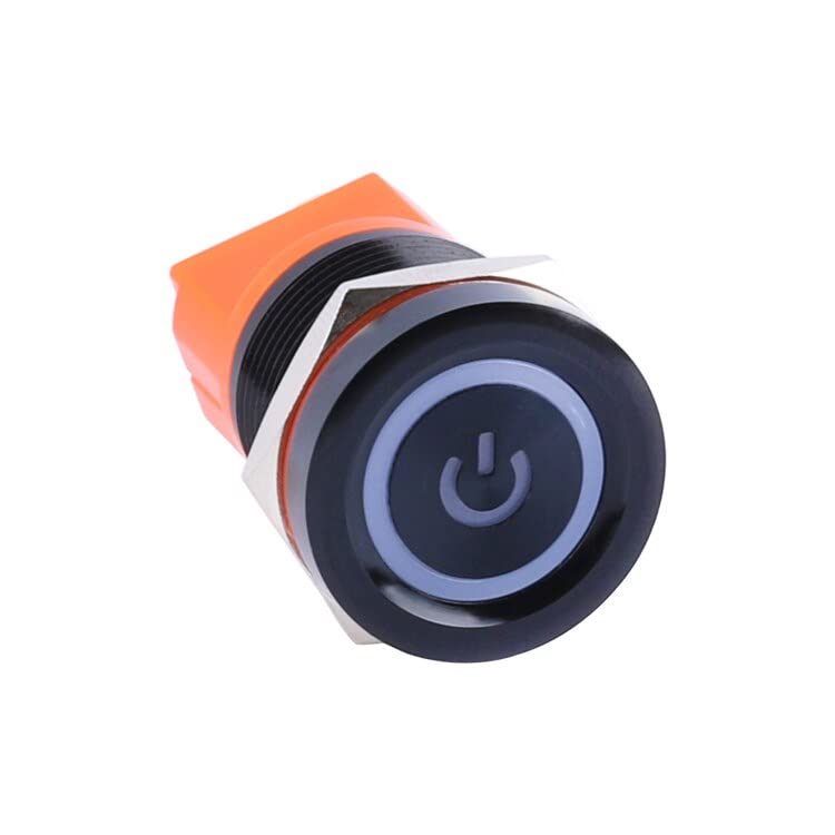 Interrupteur 22mm bouton poussoir noir à verrouillage 12V bicolore IP68 pour commande électrique