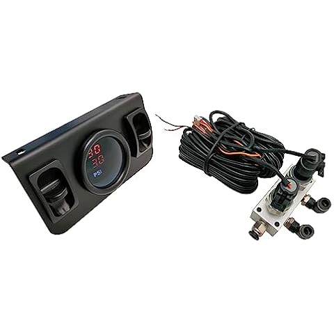 in Cab Dual Air Gauge Control Kit with Digital Paddle Switch for Air Pressure Sensor Control of Air Suspension Kit (Red) Cover