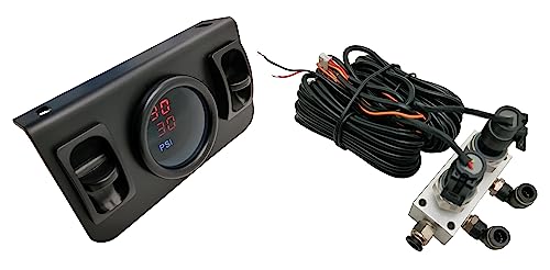 in Cab Dual Air Gauge Control Kit with Digital Paddle Switch for Air Pressure Sensor Control of Air Suspension Kit (Red)