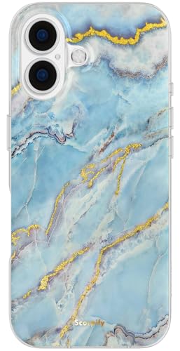 Coque iPhone X MagSafe magnétique antichoc marbre bleu or
