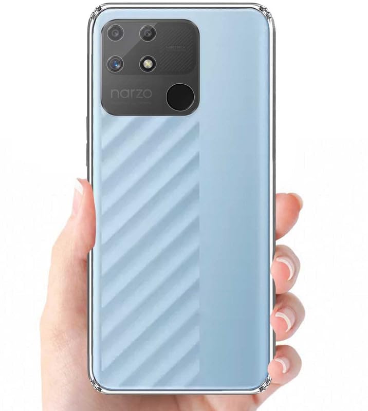 Image of Case Creation New Realme Narzo 50a Premium Imported Quality 0.3mm Crystal Clear Totu Silicone Transparent Flexible Soft Corner Protection with TPU Slim Back Case Color Cover for Oppo Realme Narzo 50a