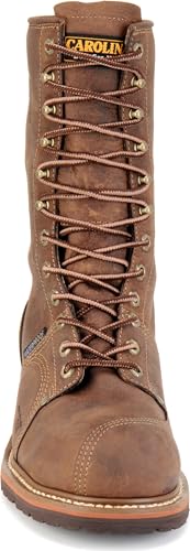 Image of Carolina Linesman 10 inch Leather Work Boots for Men, Composite Toe, Waterproof | Lightweight Composite Toe, Waterproof Protection, Slip-Resistant Outsole, Memory Foam Comfort, Non-Metallic Shank, Mens Boots