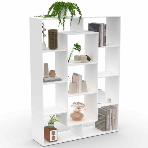 IDMarket - Etagère bibliothèque Colette avec 11 Compartiments Blanc 143 cm