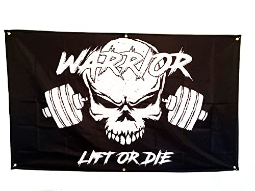 Drapeau Warrior Gear : Lift Or Die - Décoration Chambre - Drapeau homegym Cover