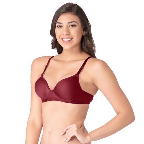 Image of Komli - Heavily Padded Push-Up Bra - Cotton Rich - Balconette - 3 /4th Coverage, Seamless, Wireless, Multiway Straps - T-Shirt Bra