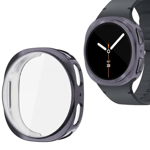 Funda compatible con Samsung Galaxy Watch 8 40mm gris oscuro carcasa protectora pantalla TPU suave