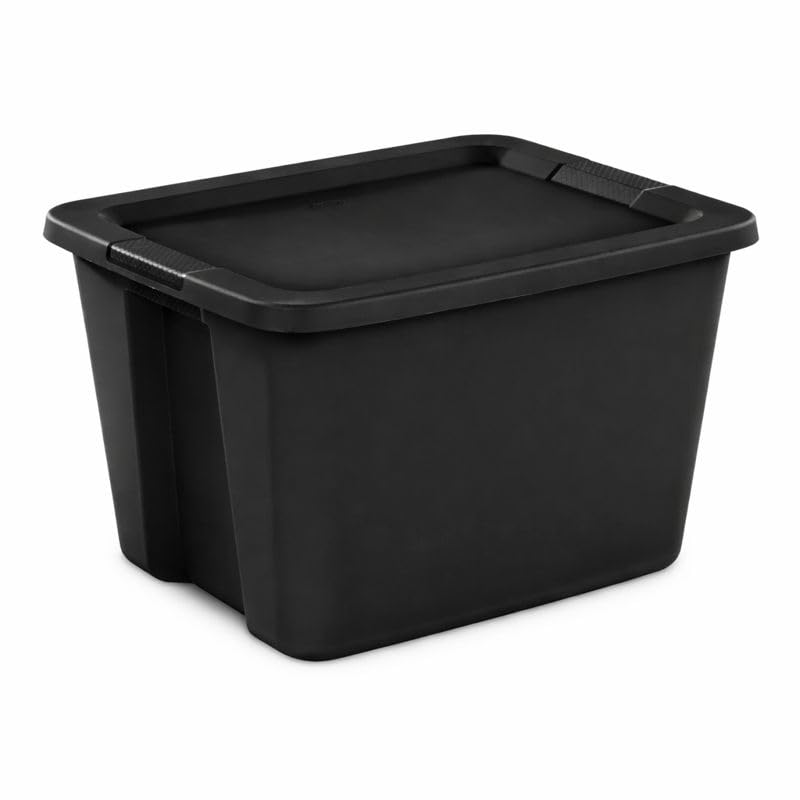 Image of 18 Gallon Plastic Storage Tote with Secure Snap-On Lid, Stackable Storage Bin for Linens, Seasonal Decor, Keepsakes & Home Organization (Black)