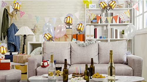Image of 10 Pcs Beer Mug Cheers Foil Balloons Gold 16 Inch Mylar Balloon Beer Theme Party Decoration