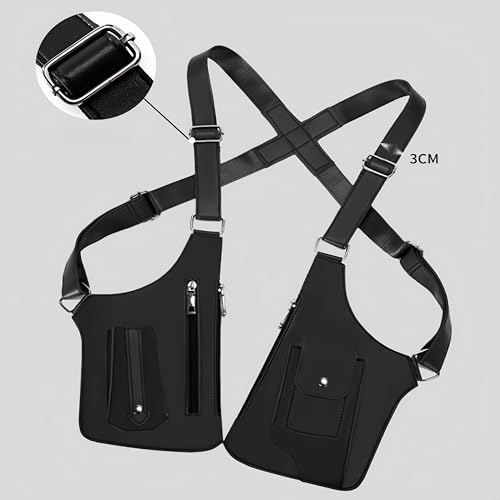 Double Shoulder Armpit Bag, Adventure-Ready Multi-Pocket Anti-Theft Bag with Double Shoulder Straps Perfect Underarm Leisure Backpack for Travel,Work,Play3