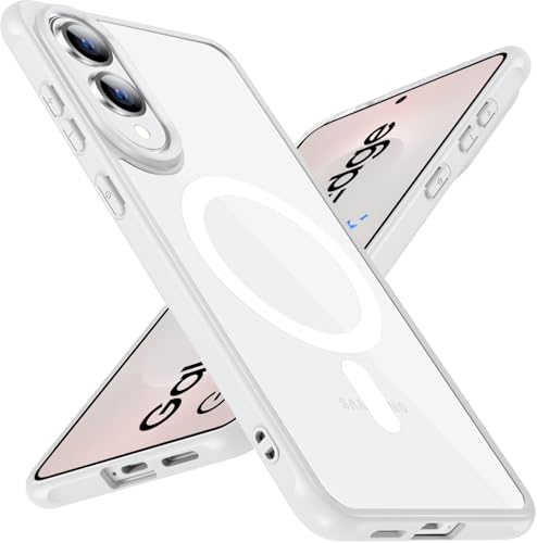 Image of DIZORO Compatible with Samsung S25 Edge 5g Case, Wireless Charging, Non Yellow Military-Grade Drop Protection & Hard PC Back Cover Slim Transparent Anti-Scratch Shockproof Phone Case (White)