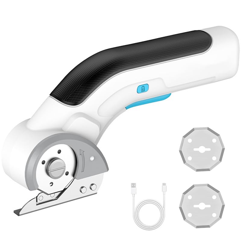 Ciseaux rechargeables 2000mAh avec 2 lames et cutter de boîte pour tissu