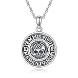 PROESS Memento Mori Necklace 925 Sterling Silver Memento Mori Skull Pendant Jewelry Gifts for Men for Christmas