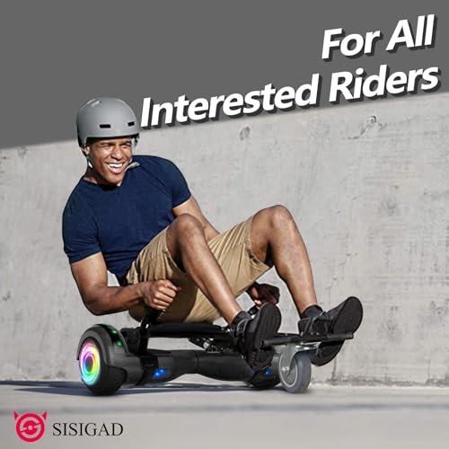 Hoverboard mit Sitzbefestigung Combo, 6,5 „Selbst Balancing Hover Board mit Bluetooth-Lautsprecher und LED-Leuchten für Kinder Mädchen Jungen (einschließlich Go-Kart)
