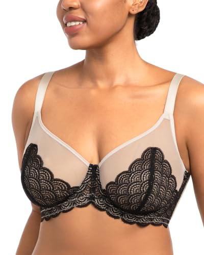 Image of HSIA Minimizer Bras for Women, Full Coverage Underwire Lace, Mermaid Scales