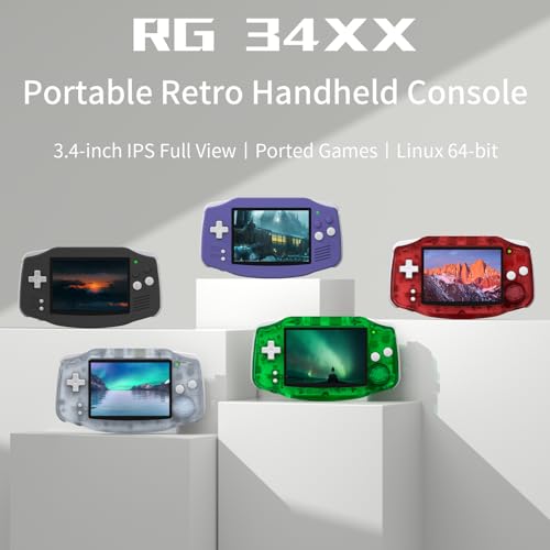 Image of RG34XX Retro Handheld Game Consoles Classic Retro Gaming Console 64G Card Preloaded Games 5000+ rg34xx Portable Gaming Console Linux 64-bit 3500mAh Battery WiFi Bluetooth HD and TV Output Glacier