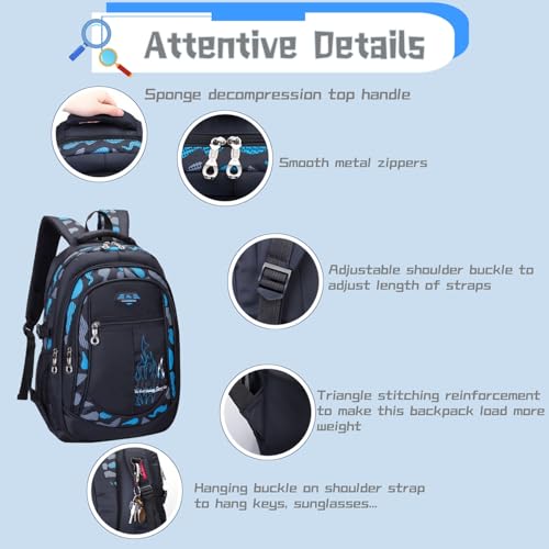 Camo Print Boys Backpack for School, Camouflage Bookbags School Bags