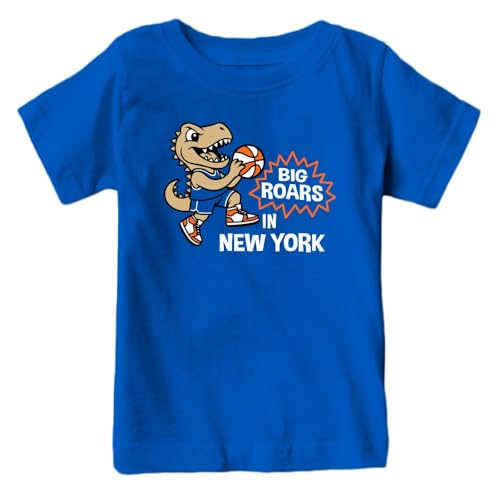 Big Roars in New York Kids Dinosaur T-Shirt for Basketball Fans (Royal Shirt 2T)