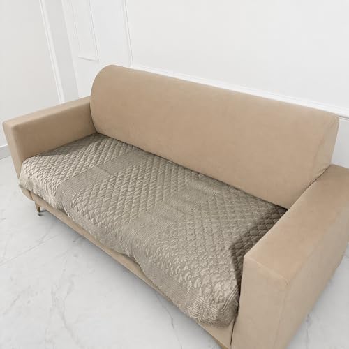 Image of Homerz Premium Petal Charm Sofa Cover | Embossed Floral Pattern | Soft Touch, Anti-Dust & Easy Wash Fabric Cloth, Washable and Durable (Beige, 3 Seater, Only Seat Cover)