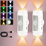URAQT RGB Multi Color Changing LED Wall Sconces 2PCS, Smart Motion Sensor Wall Lamp, USB Rechargeable Magnetic Mood Light with 9 Lighting Modes for Bedroom, Stair, Hallway, Party(White)