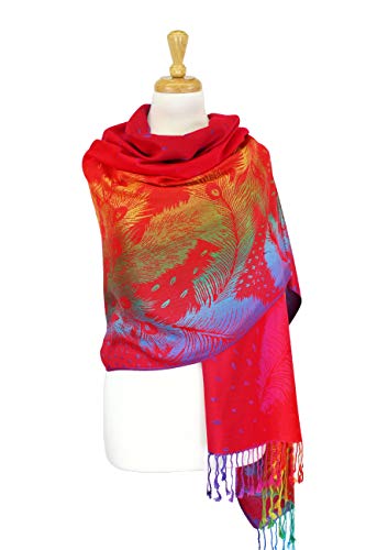 PASKMLNA Double Side Multi Colors Silky Tropical Colorful Exotic Pashmina Wrap Shawl Scarf Rave2