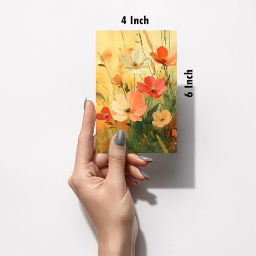 Image of SiddArtify Floral Watercolor Wall Art Prints Set - Botanical Flower Poster Decor for Living Room Bedroom - Set of 2-4x6 Inch - Board (Pack of 6) - Sticker (Pack of 6)