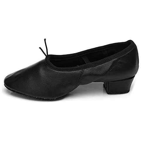HIPPOSEUS Women's Black Leather Latin Dance Shoes Ballroom Shoes,UK101-LT,4 UK/EU 36.5 Cover