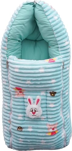 Image of VOIDROP Velvet Baby Sleeping Bag 3 in 1 for New Born Babies Baby Fur Material Portable Travelling Bed for Infants Premium QULAITY Baby Breastfeeding Bed Green
