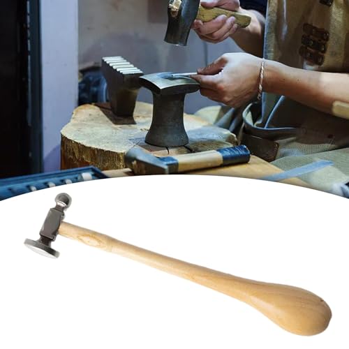 B Baosity Two Sided Chasing Hammer for Jewelry Making Ball Pein Hammer High Carbon Steel Jewelry Repair Tool for Goldsmith Blacksmiths, 27cm, Wood