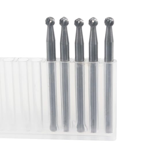 Luo ke 5 Pcs 3mm Carbide Ball Burs, 1/8'' Shank Tungsten Carbide Ball Shape Cutting Burr for Rotary Tools (Single Slot)