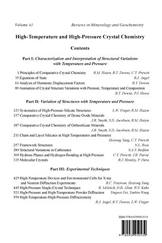 High-Temperature and High Pressure Crystal Chemistry (Reviews in Mineralogy & Geochemistry, 41) - Image 2