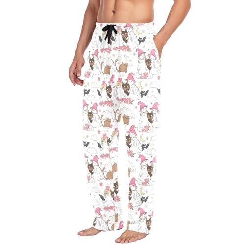 Spirits and Cats Men's Cotton Pajama Pants with Pockets and Drawstring Comfortable and Stylish,S4