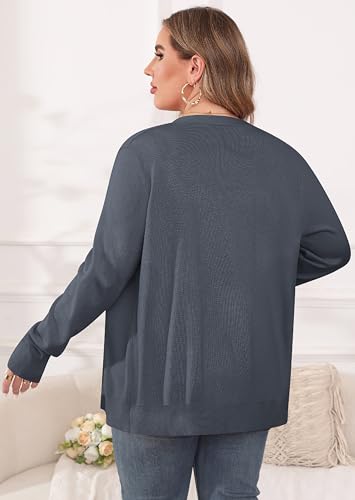 Image of TIANZHU Plus Size Cardigan for Women Button Open Front Long Sleeve V Neck Comfy Lightweight Sweaters XL-4XL