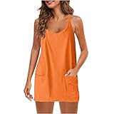 Deals of The Day Lightning Deals Prime 2023 Athletic Dress for Women Summer Fashion Sleeveless Cute Dress with Shorts Underneath Casual Knee Length Short Sundresses Plus Size Dress Built in Shorts