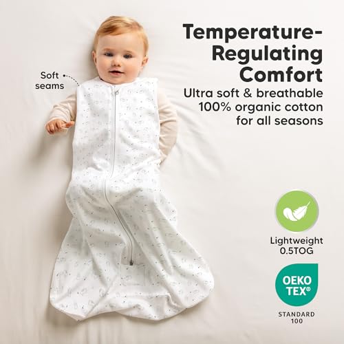 Image of 2-Pack Baby Sleep Sacks, Zipper Wearable Blanket - 100% Organic Cotton 0.5TOG, Soft Lightweight Toddler Sleeping Sack 12-24 months, Easy to Wear Newborn Swaddles Sleepsack (Bunnies, L)