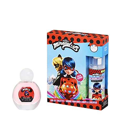 MIRACULOUS Lady Bug Coffret parfum enfant fille eau de toilette 30ml + 1 brume parfumée 100ml senteur fruitée-florale Fabriqué en France