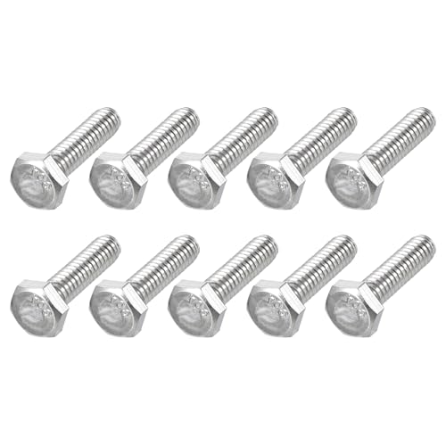 Image of METALLIXITY Hex Head Bolts (1 /4-20 x 1) 10Pcs, 304 Stainless Steel 18-8, Fully Threaded, External Hex Drive, Plain Finish, Hex Head Screw Bolt, Silver