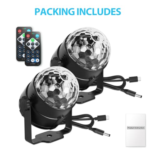 Image of Disco Ball DJ Party Lights Sound Activated with Remote Control Strobe Lamp 7 Modes Stage Light for Home Room Dance Parties Karaoke Halloween Christmas Birthday Decorations,2pack