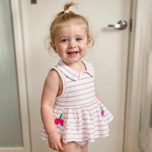 Newborn Baby Girl Golf Outfit Golf Onesie Romper Polo Dress Sleeveless Striped Bodysuit Infant Summer Clothes2