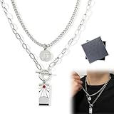 Juguta Demon-Slayer Halskette, aus Edelstahl, Schmuck Kette, Demon-Slayer Geschenke für Junge Mädchen, Anime Accessoires für Cosplay und Fans, Ohrringe und Anhänger für Anime-Liebhaber