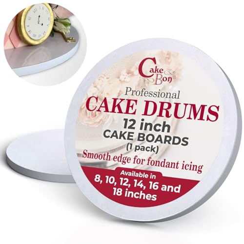 Cake Boards by Cakebon - Sturdy 1/2 Inch Cake Drum - 12 Inch Cake Boards Professional Smooth Straight Edges White 1-Pack - Cake Boards 12 Inch Round