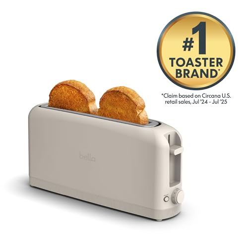 bella 2 Slice Slim Toaster, Fits-anywhere™ Kitchenware, 6 Setting Shade Control with Reheat & Cancel Buttons, Fits sourdough, 10” Long Slot, Anti Jam & Auto Shutoff, 900 Watt, Oatmilk #3
