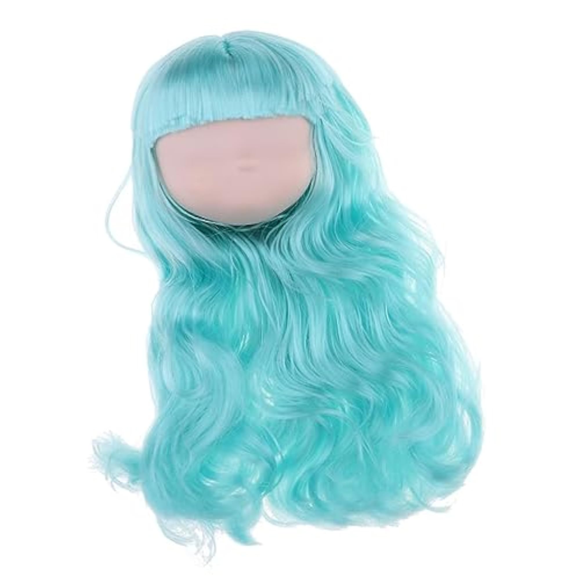 BJD Head Sculpt with Long Curly Wig, Doll Replacement Part