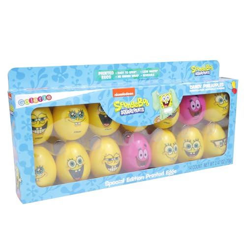 Galerie SpongeBob SquarePants Candy Filled Easter Eggs, Assorted Hard Candies Inside, Egg Hunt Essentials, 2.47 Ounces, 14 Count